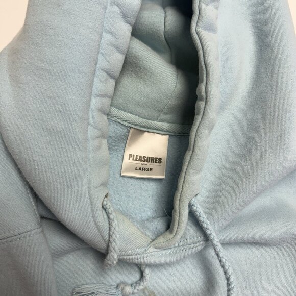 Pleasures Hoodie Sweatshirt Mens Large 24.5x26.5 Lite Blue Skate Streetwear - Picture 9 of 15